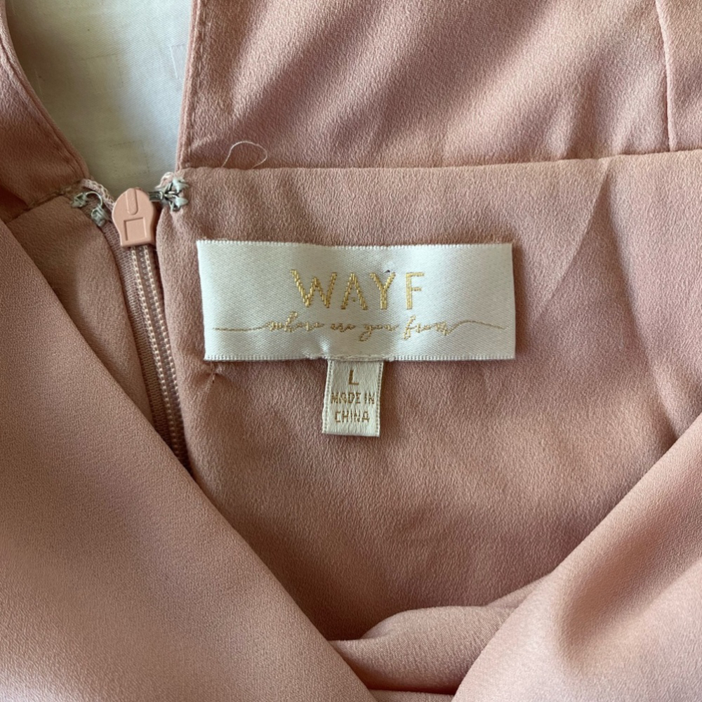 SOLD WAYF Kiara Empire Plunge Neck Gown in Rose Size Large - Picture 8 of 16